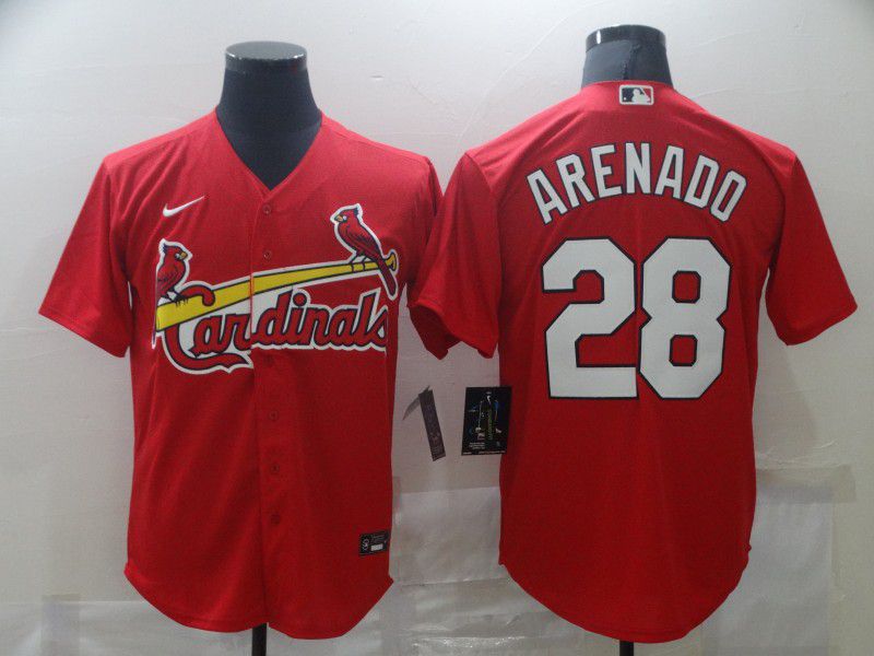 Men St.Louis Cardinals #28 Arenado Red Game Nike MLB Jerseys->nfl hats->Sports Caps